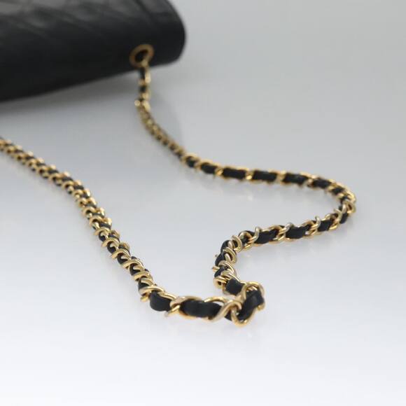 CHANEL Matelasse Turn Lock Chain Shoulder Bag Lamb Skin Black CC - Picture 7 of 16